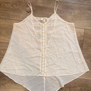 Monteau Sheer White Lace Trim Camisole